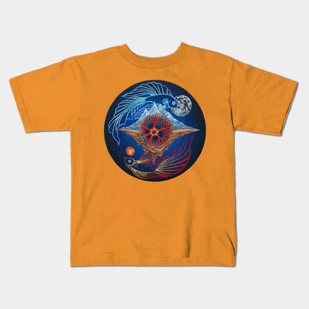 Balance pisces zodiac sign Kids T-Shirt by ruta13art